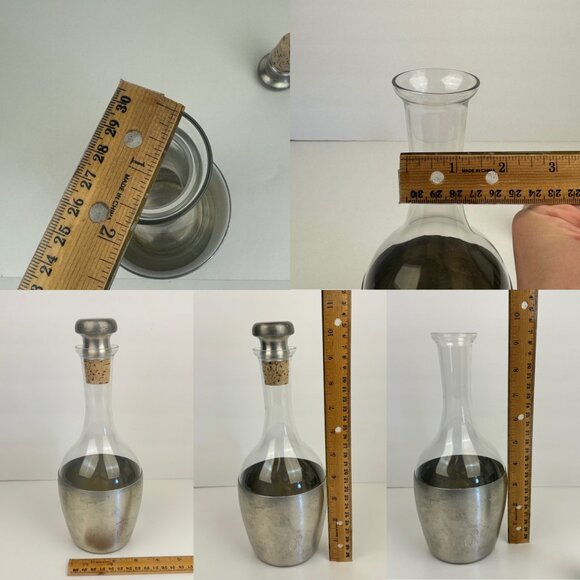 Vtg‎ Glass Bottle Pewter Bottom Decanter Connecticut House Handcraft USA Stopper - Picture 4 of 10